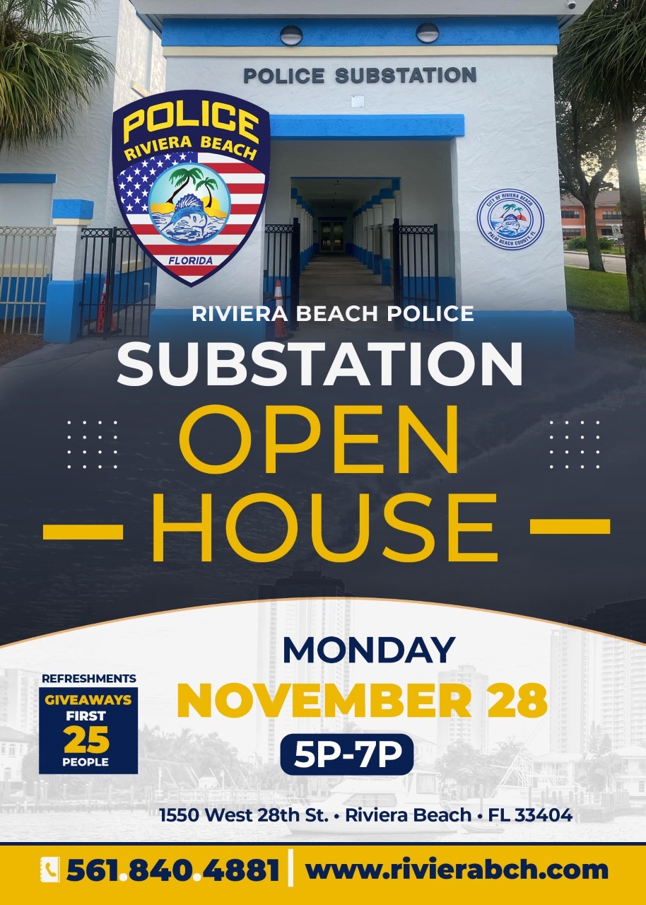 RIVIERA BEACH POLICE INVITE COMMUNITY TO TOUR NEW SUBSTATION RIVIERA BEACH, FL. (Nov. 23, 2022) – Riviera Beach Police are inviting the public to celebrate the grand opening of its substation nestled in the heart of the Monroe Heights neighborhood, where it symbolizes the Department’s commitment to the community and the importance of officers immersing themselves within different areas of the City. The grand opening, which will include tours of the substation, a ribbon cutting, flag raising performance by the Riviera Beach Police Honor Guard Unit, comments by Police and City officials and refreshments, is Monday, Nov. 28 from 5 p.m. to 7 p.m. at the substation’s location inside the Lindsey Davis Community Center, 1550 W. 28th Street. Seven officers from the Community Oriented Police (COP) Unit, the Police Athletic League (PAL) Program Coordinator and the Department’s Homeless Outreach Coordinator are assigned to the substation, which includes brand new furnishing and technology. The newly opened substation creates a vitally important presence in the community where it is located, gives a greater sense of security to the neighborhood and seniors visiting the Lindsey Davis Center and provides an opportunity for positive engagement between officers and citizens in the area. “The main purpose of the substation is to provide a visible presence within the community and to support the Police Department’s Community Policing efforts,” Major Spencer L. Rozier said. “This will be accomplished by assigning several units within the substation, hosting training and events, conducting occasional Patrol briefings at the substation and meeting with citizens and community groups there.” Relocating the Youth Empowerment Program (YEP) from the Lindsey Davis Community Center to the Riviera Beach Public Library provided a perfect opportunity for the Police Department to open a substation in the building vacated by YEP. Members of the public could come to the substation to seek assistance if needed. If personnel are onsite at the time, officers will provide or direct them to the assistance that is requested. In addition to the Police substation at Lindsey Davis, where many of the community’s seniors gather for programs and events, police personnel are also located at the Port Center, 2051 Martin Luther King Jr. Blvd., and at 600 W. Blue Heron Blvd. The Department remains committed to serving and protecting the community and is open to establishing additional substations in the future. RIVIERA BEACH POLICE INVITE COMMUNITY TO TOUR NEW SUBSTATION RIVIERA BEACH, FL. (Nov. 23, 2022) – Riviera Beach Police are inviting the public to celebrate the grand opening of its substation nestled in the heart of the Monroe Heights neighborhood, where it symbolizes the Department’s commitment to the community and the importance of officers immersing themselves within different areas of the City. The grand opening, which will include tours of the substation, a ribbon cutting, flag raising performance by the Riviera Beach Police Honor Guard Unit, comments by Police and City officials and refreshments, is Monday, Nov. 28 from 5 p.m. to 7 p.m. at the substation’s location inside the Lindsey Davis Community Center, 1550 W. 28th Street. Seven officers from the Community Oriented Police (COP) Unit, the Police Athletic League (PAL) Program Coordinator and the Department’s Homeless Outreach Coordinator are assigned to the substation, which includes brand new furnishing and technology. The newly opened substation creates a vitally important presence in the community where it is located, gives a greater sense of security to the neighborhood and seniors visiting the Lindsey Davis Center and provides an opportunity for positive engagement between officers and citizens in the area. “The main purpose of the substation is to provide a visible presence within the community and to support the Police Department’s Community Policing efforts,” Major Spencer L. Rozier said. “This will be accomplished by assigning several units within the substation, hosting training and events, conducting occasional Patrol briefings at the substation and meeting with citizens and community groups there.” Relocating the Youth Empowerment Program (YEP) from the Lindsey Davis Community Center to the Riviera Beach Public Library provided a perfect opportunity for the Police Department to open a substation in the building vacated by YEP. Members of the public could come to the substation to seek assistance if needed. If personnel are onsite at the time, officers will provide or direct them to the assistance that is requested. In addition to the Police substation at Lindsey Davis, where many of the community’s seniors gather for programs and events, police personnel are also located at the Port Center, 2051 Martin Luther King Jr. Blvd., and at 600 W. Blue Heron Blvd. The Department remains committed to serving and protecting the community and is open to establishing additional substations in the future.