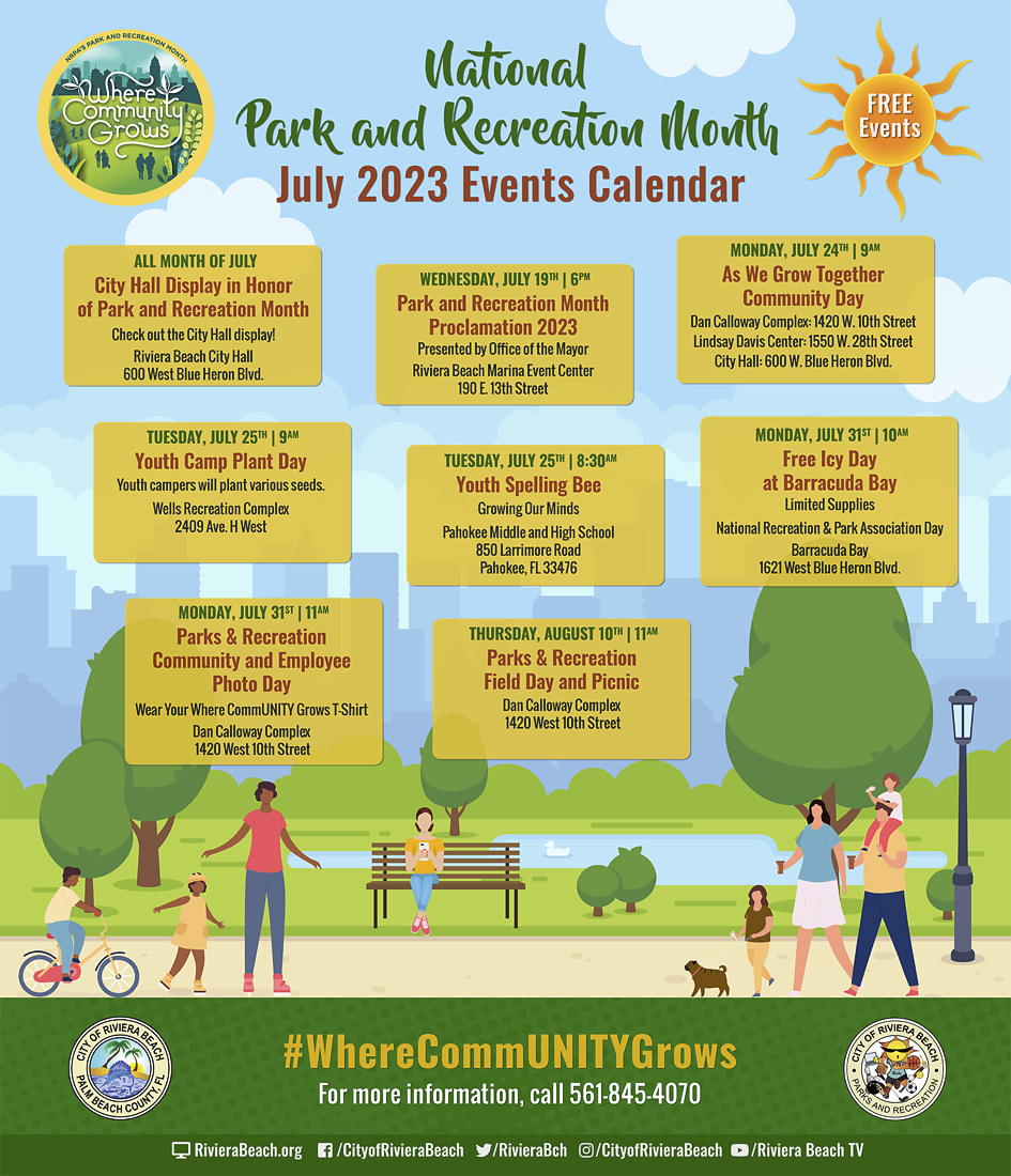 National Park and Recreation Month July 2023 Events Calendar