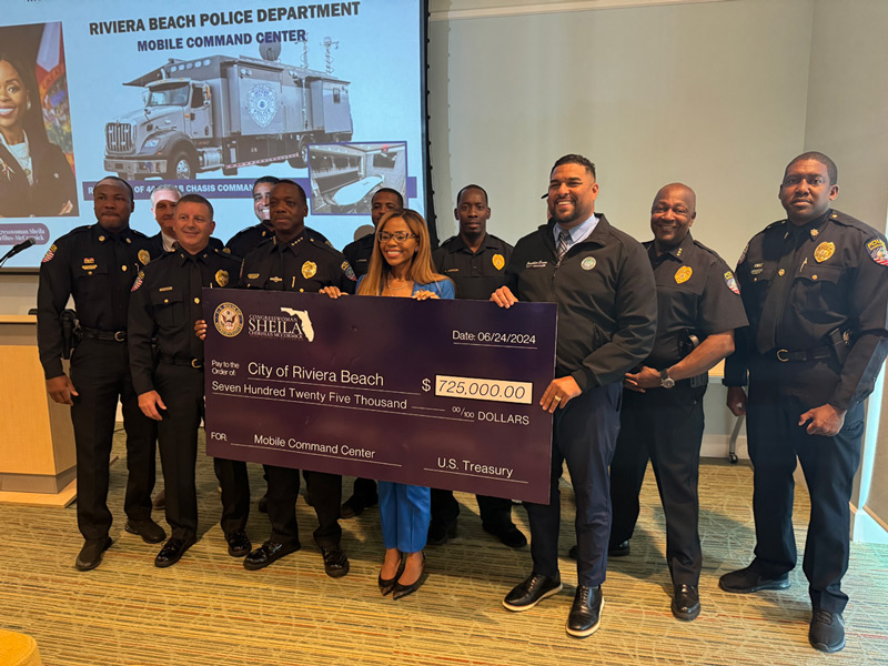 Congresswoman Sheila Cherfilus-McCormick Presents $175k for New Mobile Command Center On Monday, June 24th, 2024, Congresswoman Sheila Cherfilus-McCormick presented the Riviera Beach Police Department with $725k to fund the acquisition of a new mobile command center. This state-of-the-art command center is set to significantly enhance communication and coordination during emergencies and special security events, ensuring the safety and security of the Riviera Beach community. "The support from Congresswoman Cherfilus-McCormick is invaluable," stated Chief Michael Coleman. "This crucial enhancement will improve the department's response capabilities, providing a more robust and effective approach to managing crises and large-scale events." The mobile command center is designed to serve as a fully equipped, on-the-go operations hub, enabling the police department to maintain seamless communication and operational efficiency during critical incidents. It will be instrumental in coordinating efforts during natural disasters, large public gatherings, and other situations requiring rapid and organized response. The formal presentation of the funding check took place at the Marina Event Center, located at 190 E 13th Street, Riviera Beach, FL. The event was well-attended by community members, city officials, and representatives from various emergency services. The presence of the community underscored the shared commitment to public safety and the importance of the new command center in bolstering the city’s emergency preparedness. This new addition to the department's resources marks a significant milestone in its ongoing efforts to enhance public safety infrastructure. The mobile command center will not only improve immediate response times but also ensure that communication lines remain open and effective, even in the most challenging circumstances. The Riviera Beach Police Department remains dedicated to serving the community with integrity and excellence. The support from Congresswoman Cherfilus-McCormick and the federal funding will undoubtedly contribute to a safer and more secure environment for all residents.