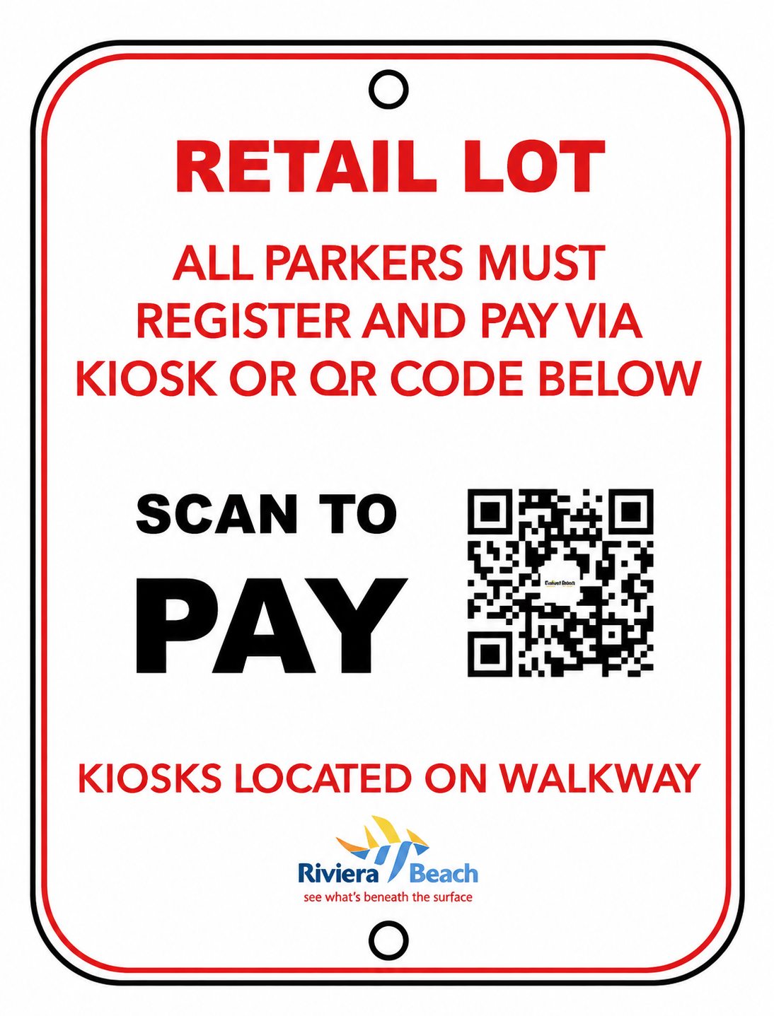 Ocean Walk Retail West Parking Sign