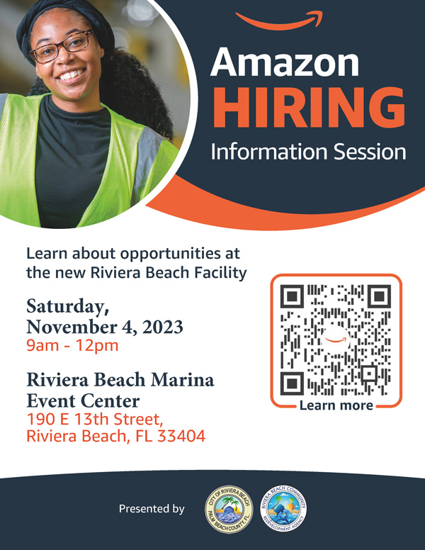 Learn about opportunities at the new Riviera Beach Facility Saturday, November 4, 2023 9am - 12pm Riviera Beach Marina Event Center 190 E 13th Street, Riviera Beach, FL 33404 Presented