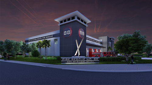 RIVIERA BEACH, FL. (Feb. 10, 2022) – Gravel is slated to shift by City officials during the highly-anticipated groundbreaking of a new state-of-the-art Fire Station where first responders can swiftly meet the safety needs of the community in a comfortable space. City officials and project developers will put shovels in the ground during a virtual ground breaking ceremony on Tuesday, Feb. 15 at 3 p.m. for the $17 million Fire Station 88, located at 1920 W. Blue Heron Blvd. The two-story, 31,000-square-foot, cutting-edge station will feature new technology and equipment that provides energy efficiency, promotes the health and safety of fire personnel while providing temporary space for the Emergency Operations Center and a training center. These features are highly important and will benefit the community in ways past antiquated facilities have not. “This facility will serve as a beacon of the great things and great spaces that we collectively will create as we reimagine Riviera Beach. This modern facility will have some of the most unique elements in Palm Beach County and will infuse both public art while celebrating the traditions prevalent in the fire service that our first responders and community can be proud of,” City Manager Jonathan Evans said. “This facility is the largest municipal public facility the City has constructed in a generation, and it is merely a starting point and a complement to the new beautiful public library and our Urban Farm. Great things are certainly on the horizon of Riviera Beach.”