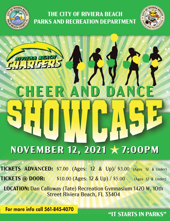 Cheer And Dance Showcase November 12 @ 7pm call 561-845-4070 for more information