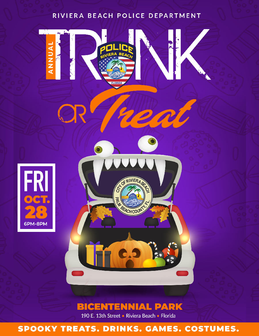 Riviera Beach Presents Trunk or Treat Friday October 28 6pm to 8pm