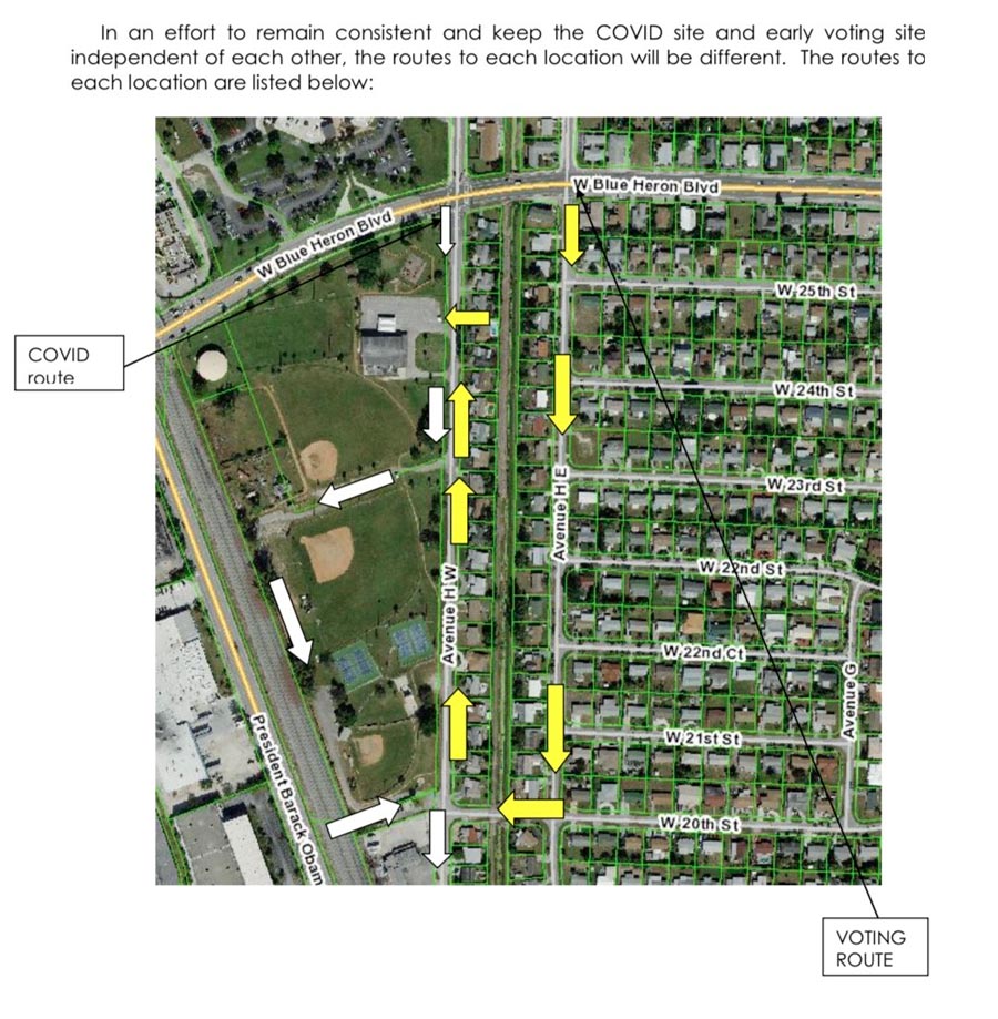 Traffic accommodations will be made for early voters since Wells Recreation Center is a voting site. Voters will be able to bypass testing lines via a detour plan. The testing site will be closed on Jan. 11, Election Day. Here is the detour plan: